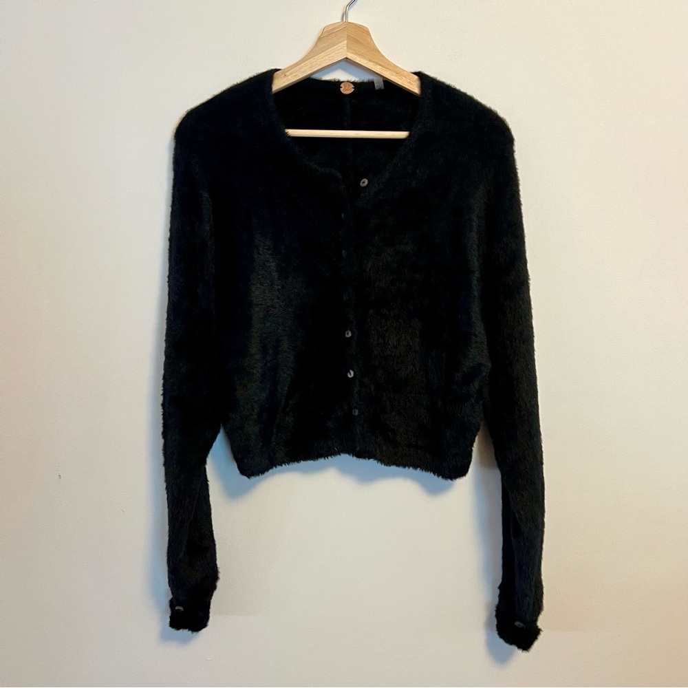 FREE PEOPLE Allegra Cardi Soft Fuzzy Cropped In Black Small - Picture 4 of 6